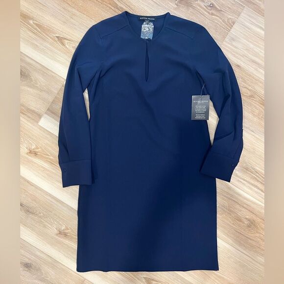 BOSTON PROPER Blue Keyhole Dress - Picture 1 of 11